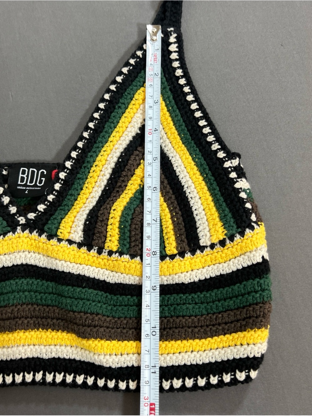 BDG Crocheted Stripe Bralette in Black, Yellow & Green - Picture 5 of 6